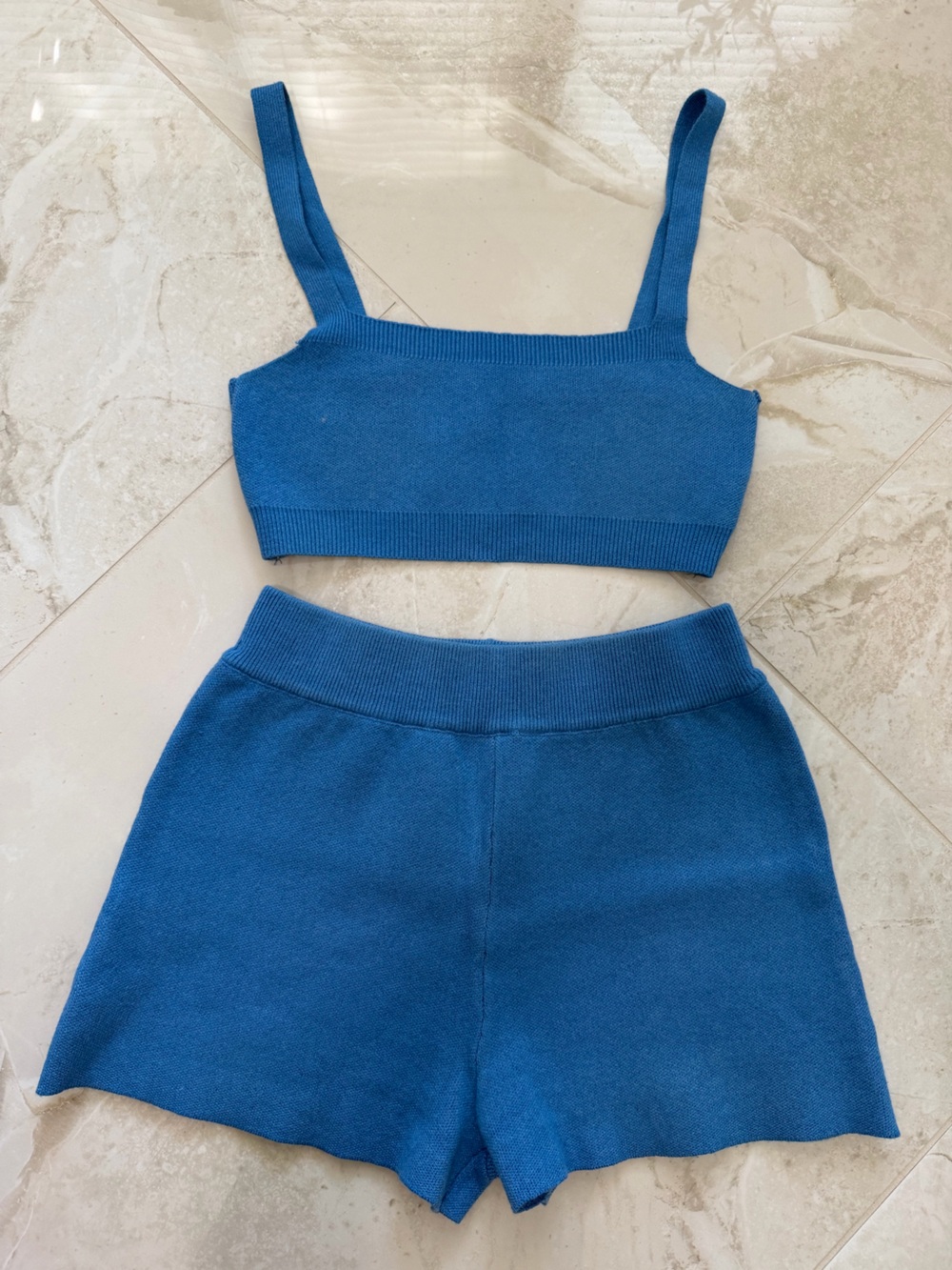 Peppermayo Blue Knit Top/Short Set